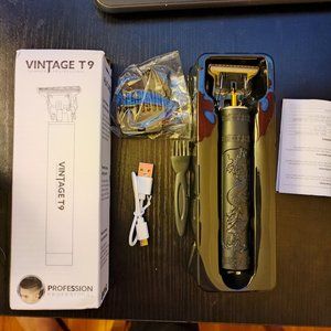 Vintage T9 Gold Professional Hair Trimmer w/USB charger BLACK